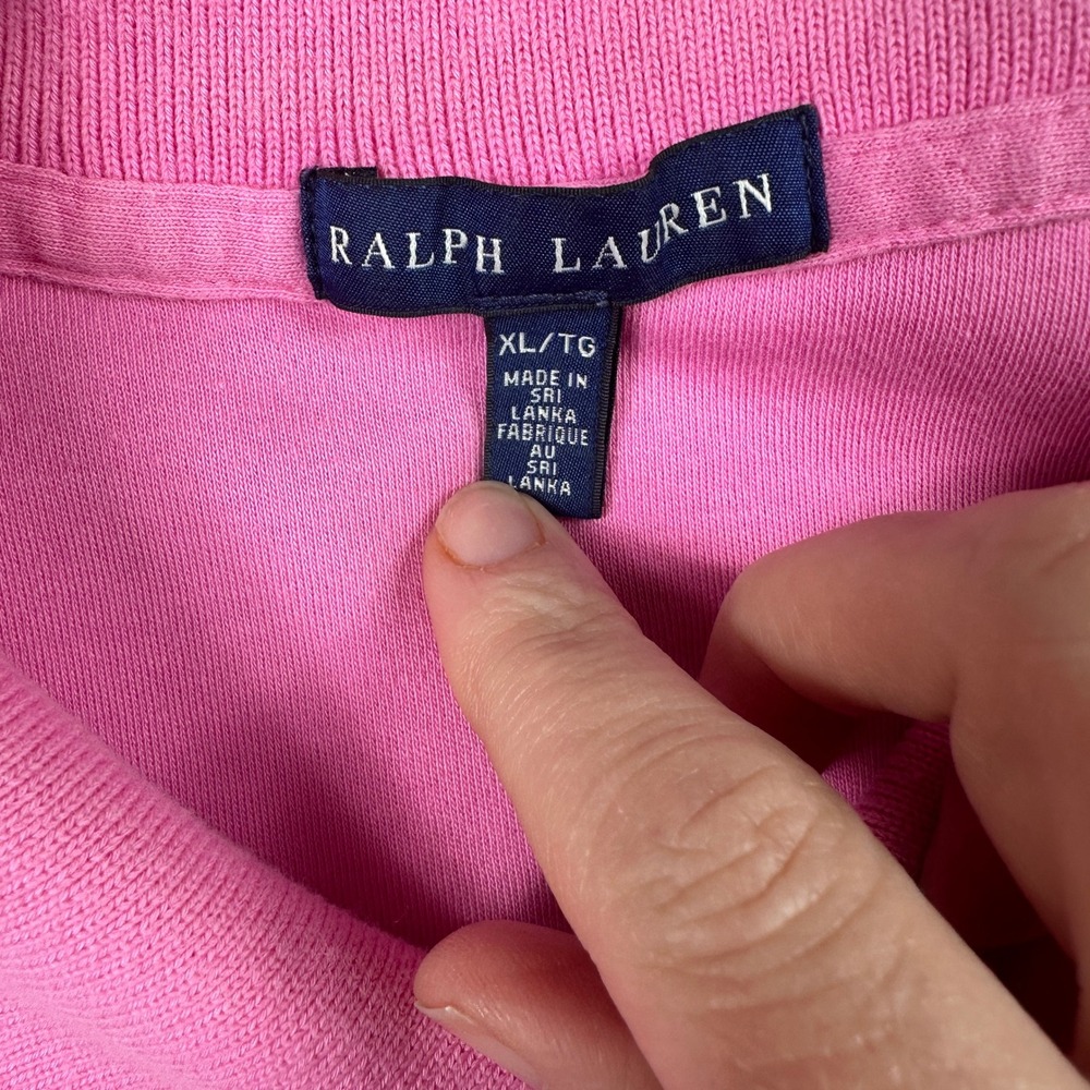 Ralph Lauren Polo Shirt Womens XL Pink Short Sleeve Yellow Pony Logo Cotton - Picture 4 of 11